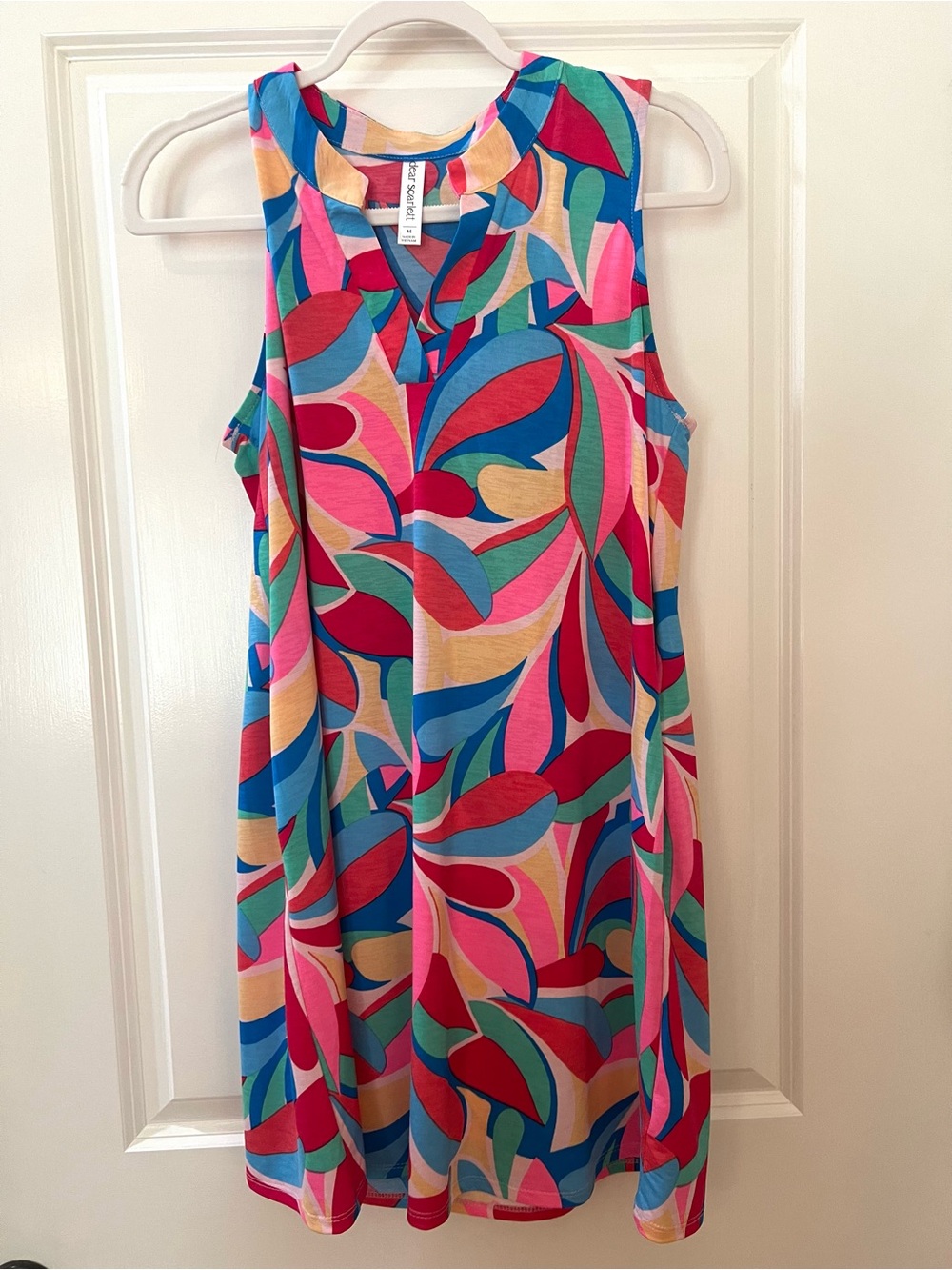 Dear Scarlett Colorful Abstract Print Midi Dress - Sleeveless Shift